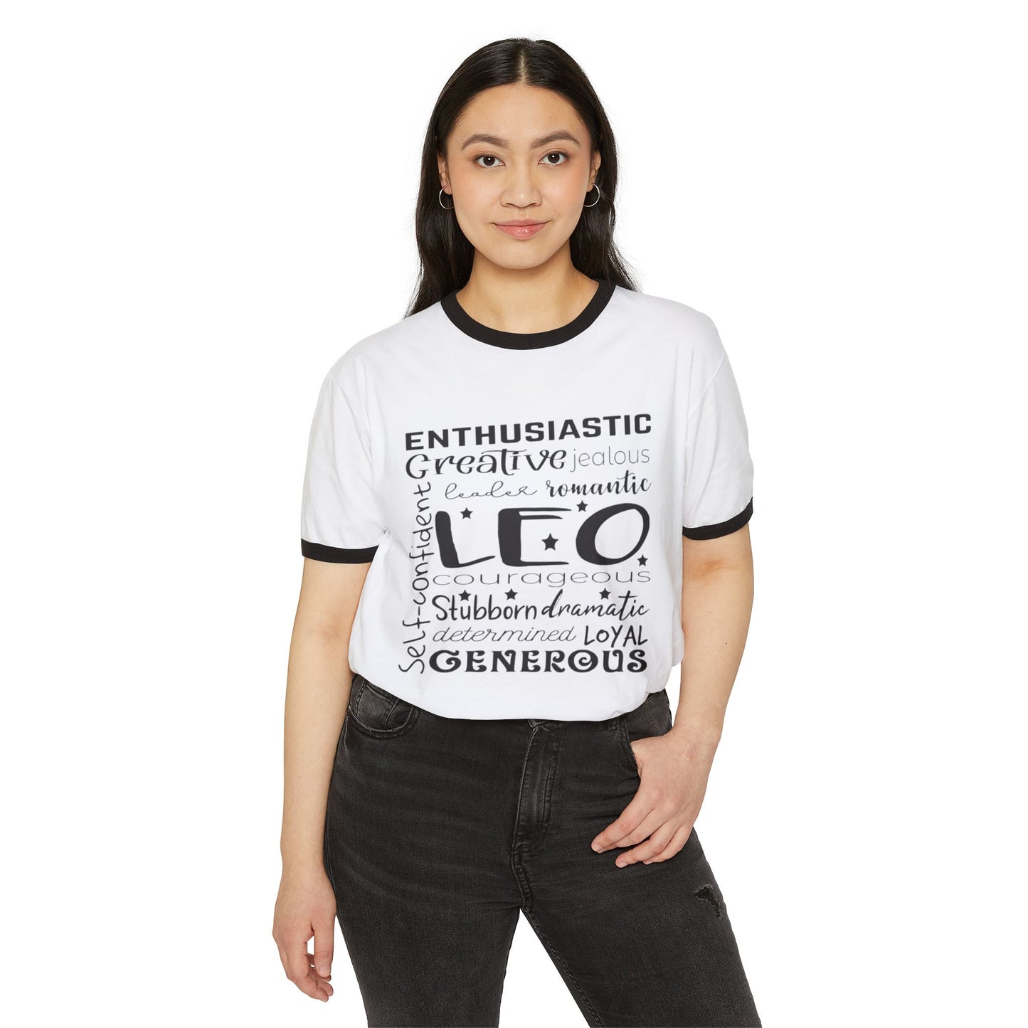 Unisex Leo Zodiac Ringer T-Shirt - Confident, Creative & Courageous | Astrology Gift