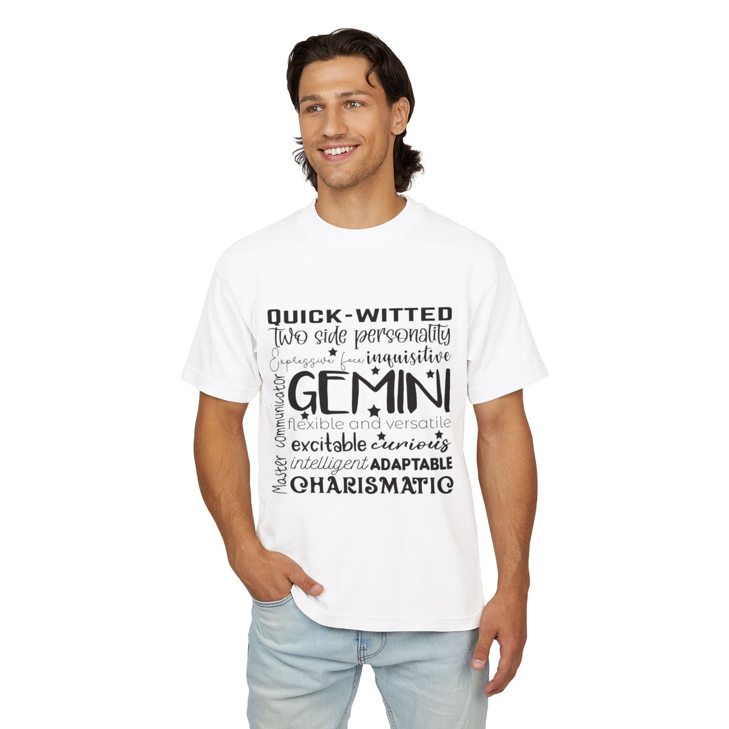 Gemini Zodiac Graphic Tee - Quick-Witted & Charismatic Unisex Urban Heavy Tee