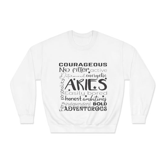 Adventurous Aries Sweatshirt | Cozy Zodiac Crewneck for Bold Spirits | Gift for Astrology Lovers, Birthday Present, Everyday Comfort