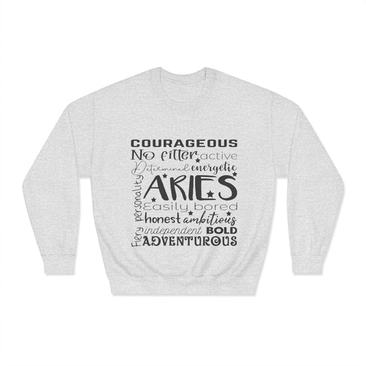 Adventurous Aries Sweatshirt | Cozy Zodiac Crewneck for Bold Spirits | Gift for Astrology Lovers, Birthday Present, Everyday Comfort