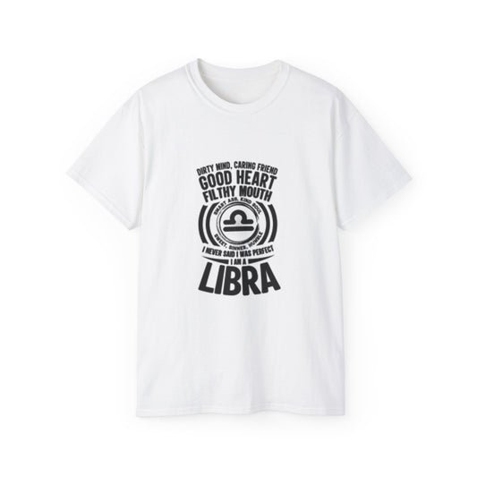 Libra Zodiac Graphic Tee - Good Heart, Filthy Mouth Unisex Cotton T-Shirt